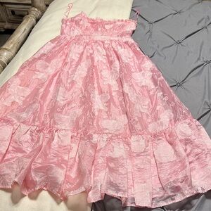 Pink strapless Tiered Sundress